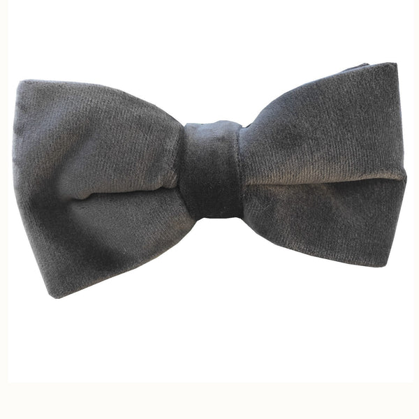 Silver Grey Velvet Pre-tied Bow Tie