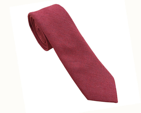 Burgundy Linen Skinny Tie