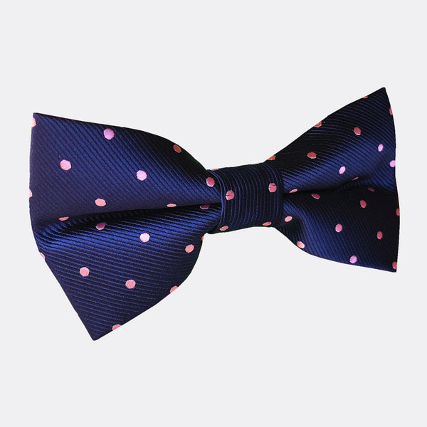 Navy Pink Polka Dots Pre-tied Bow Tie