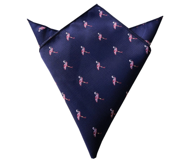 Navy Blue Flamingo Pocket Square