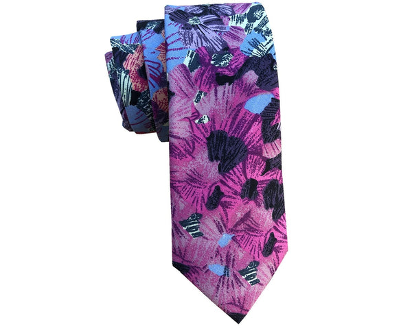 Purple Pink Floral Skinny Tie