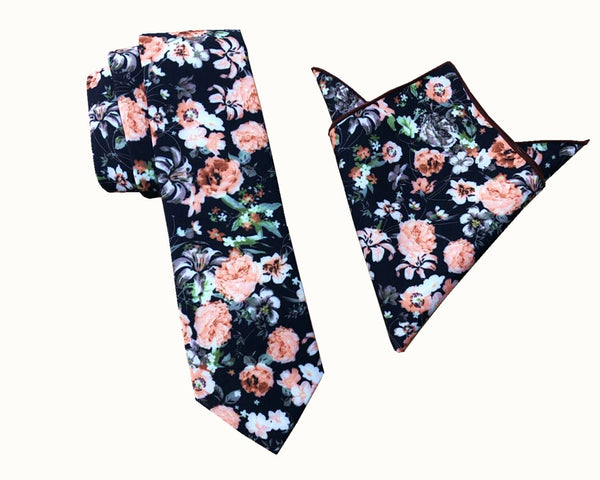 Peach Floral Necktie