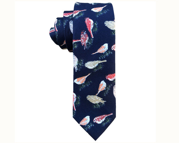 Navy Blue Sparrow Skinny Tie