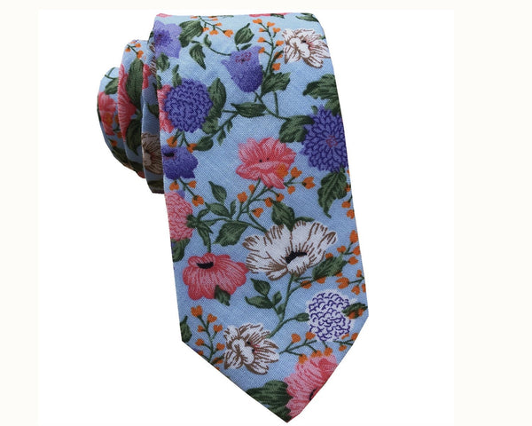 Pink Lavender Floral Skinny Tie