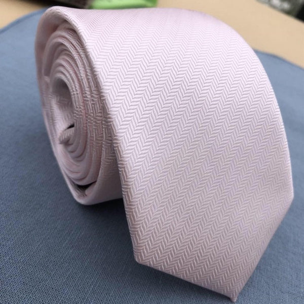 Blush Pink Herringbone Skinny Tie