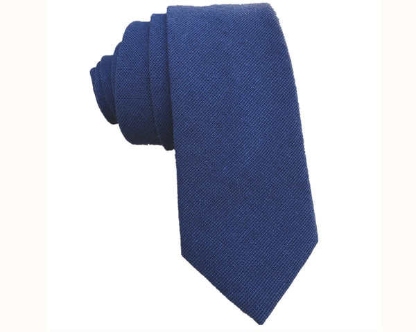 Navy Blue Cotton Skinny Tie