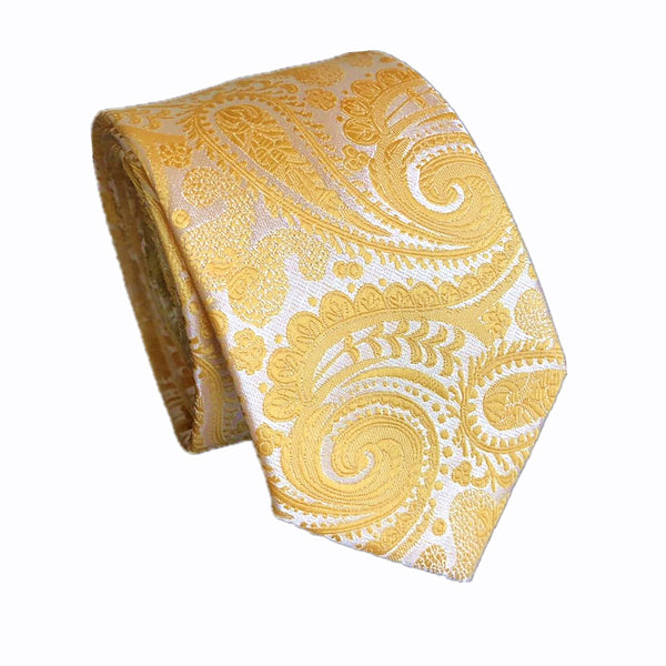 Yellow Paisley Skinny Tie