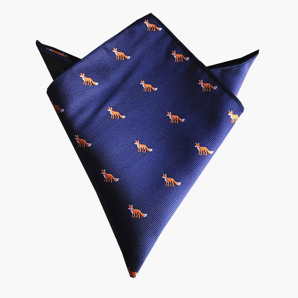 Navy Blue Fox Pocket Square