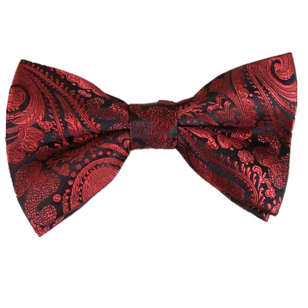 Maroon Black Paisley Pre-tied Bow Tie