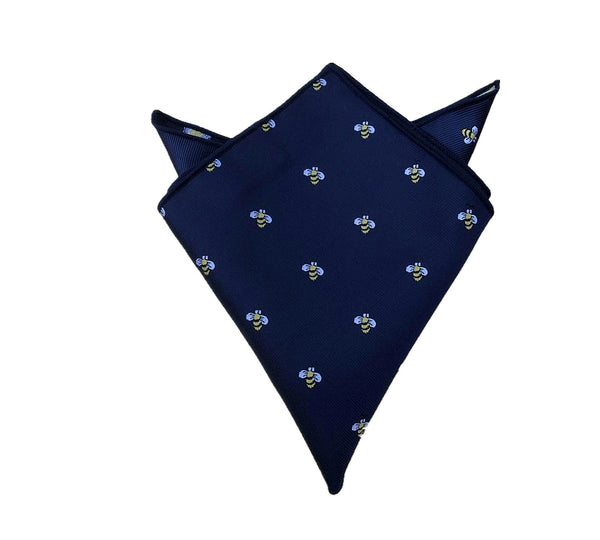 Navy Bumble Bee Pocket Square