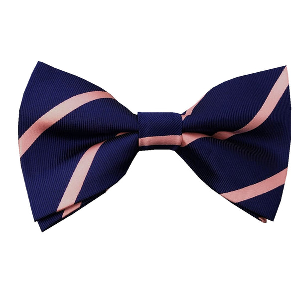 Navy Peach Stripes Pre-tied Bow Tie