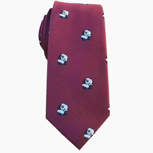 Burgundy Panda Skinny Tie