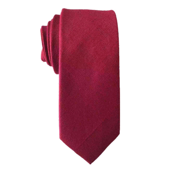 Apple Maroon Linen Skinny Tie