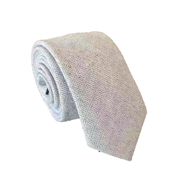 Grey Herringbone Linen Necktie