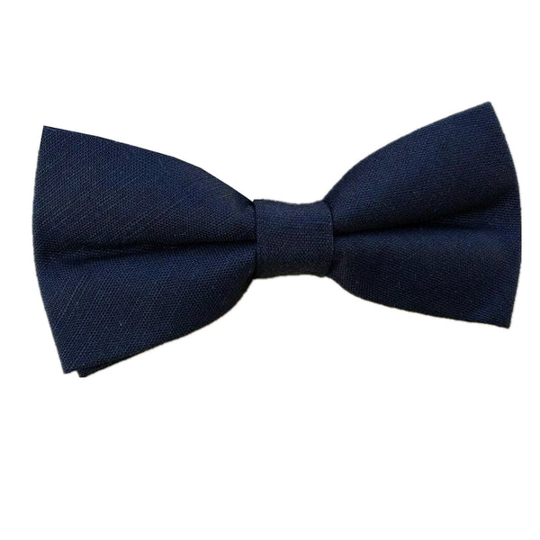 Navy Linen Pre-tied Bow Tie