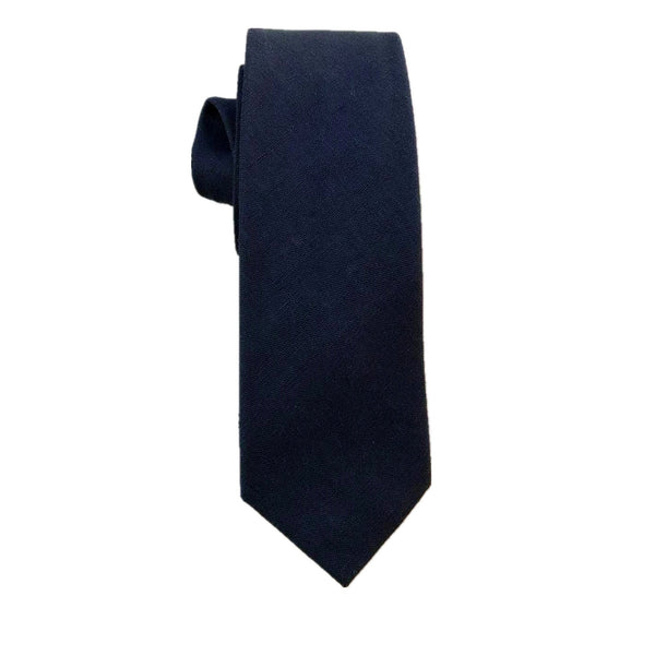 Dark Navy Blue Linen Skinny Tie