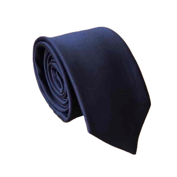 Navy Blue Satin Skinny Tie