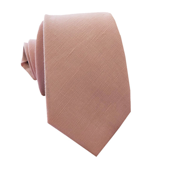 Nude Pink Linen Skinny Tie