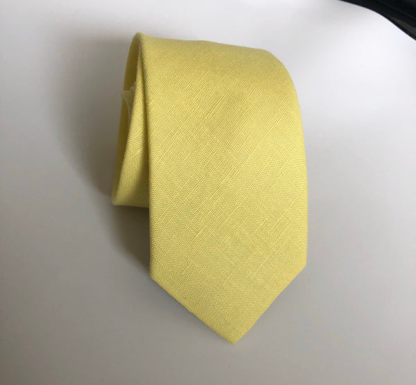 Yellow Linen Skinny Tie