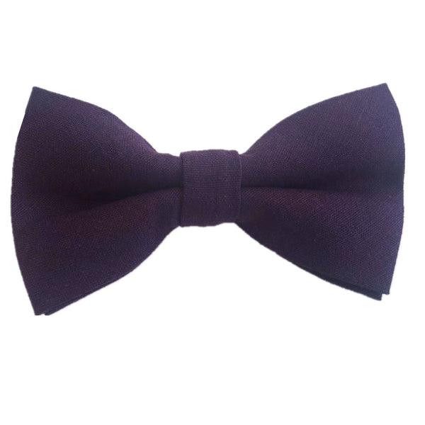 Plum Purple Linen Pre-tied Bow Tie