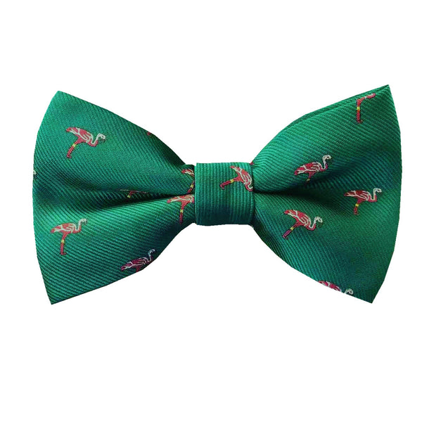 Green Flamingo Pre-tied Bow Tie