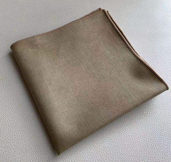 Brown Khaki Linen Pocket Square