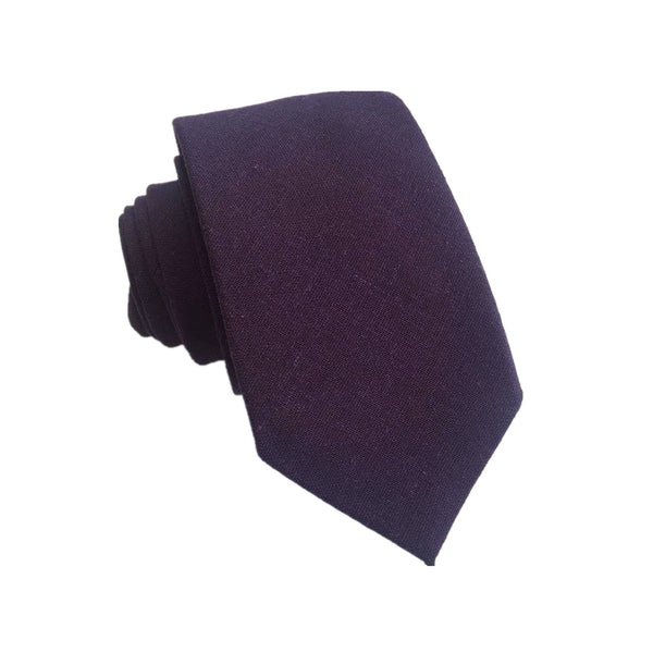 Plum Purple Linen Skinny Tie