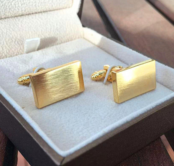 Brushed Gold Rectangular Cufflinks