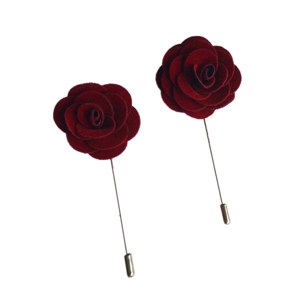 Burgundy Velvet Rose Lapel Pin