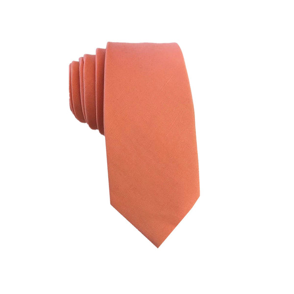 Coral Pink Linen Skinny Tie