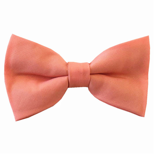 Coral Pink Linen Pre-tied Bow Tie