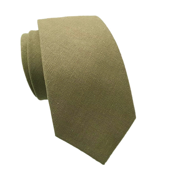 Khaki Linen Skinny Tie