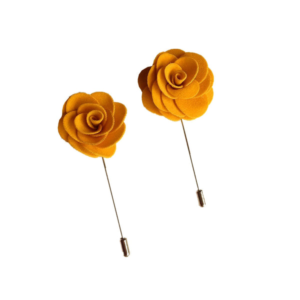 Mustard Rose Velvet Lapel Pin