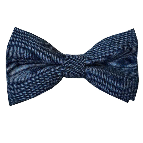 Dark Navy Blue & Black Linen Kids Bow Tie