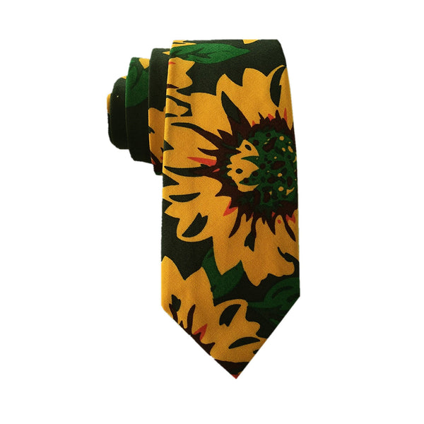 Navy Sunflower Skinny Tie