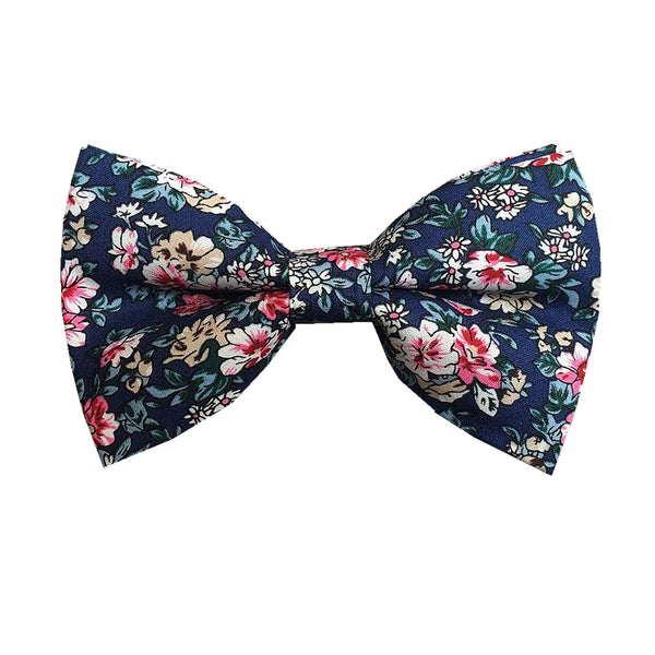 Navy Pink Floral Pre-tied Bow Tie