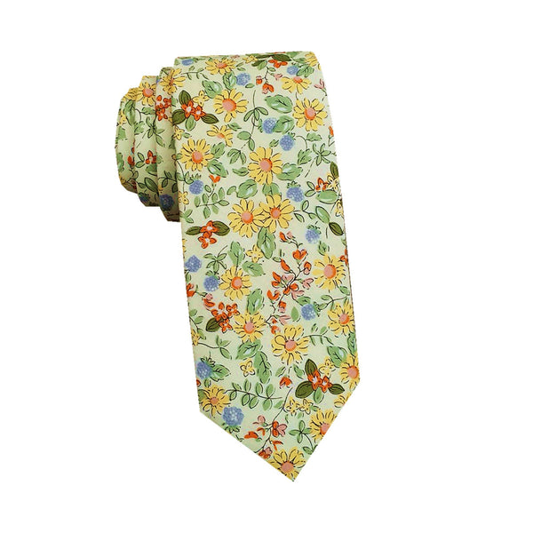 Yellow Daisy Floral Skinny Tie