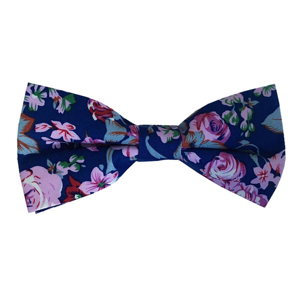 Navy Purple Floral Pre-tied Bow Tie