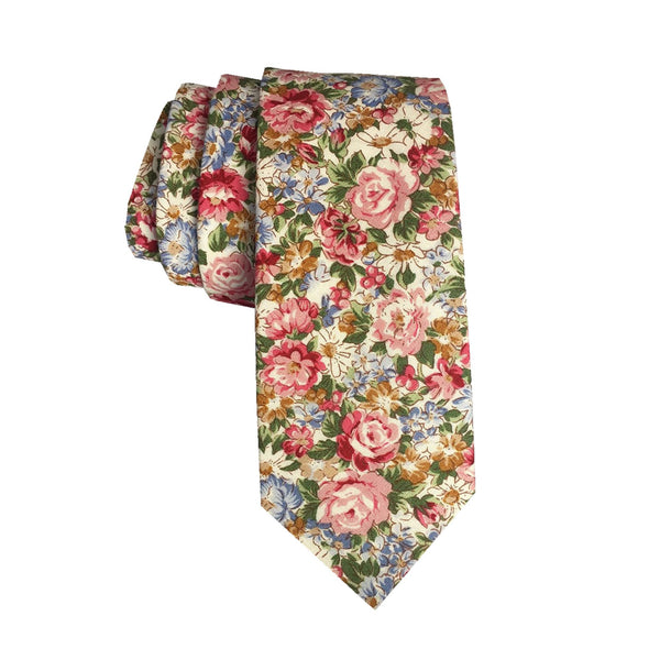 Rose Floral Cotton Skinny Tie