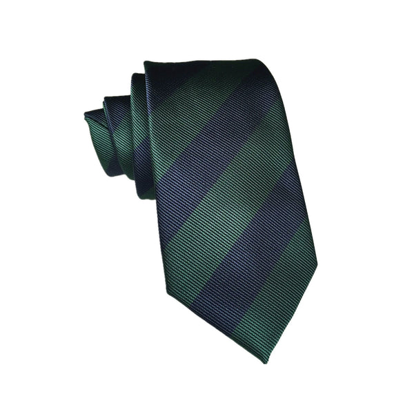 Dark Green and Navy Stripes Skinny Tie