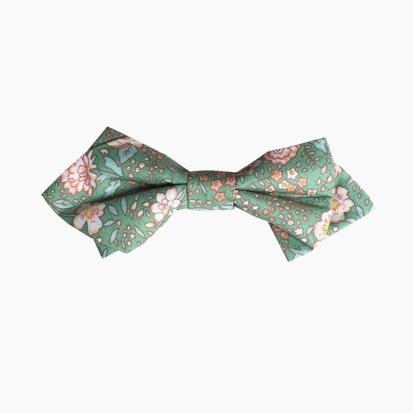 Mint Green Floral Diamond Bow Tie