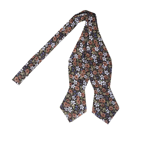 Dusty Orange & White Floral Self-tied Tip Bow Tie