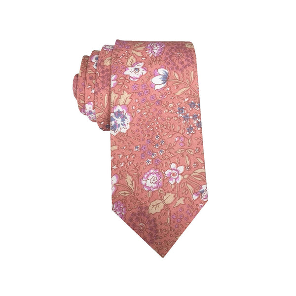 Nude Pink Floral Skinny Tie