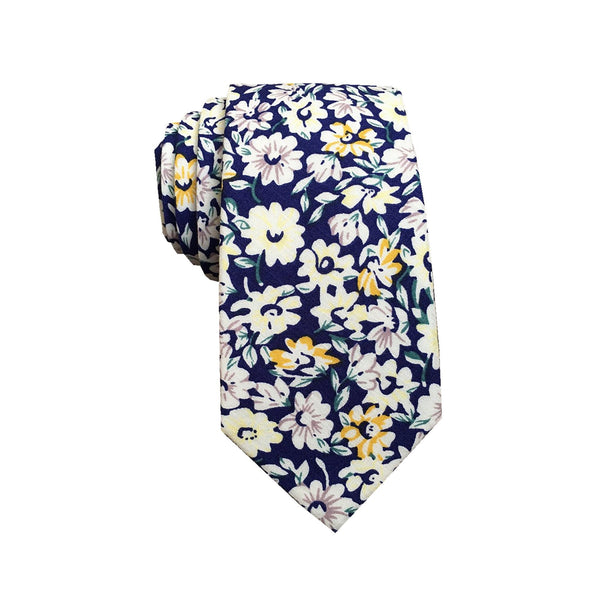 Sapphire Blue Floral Skinny Tie