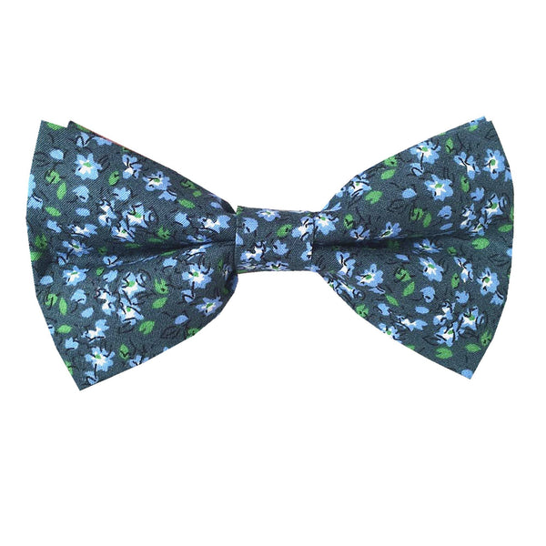 Navy Green Floral Pre-tied Bow Tie