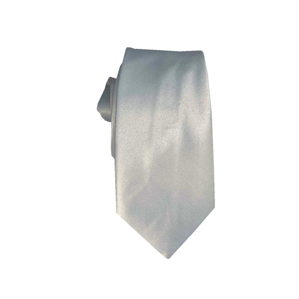 Silver Fog Satin Skinny Tie