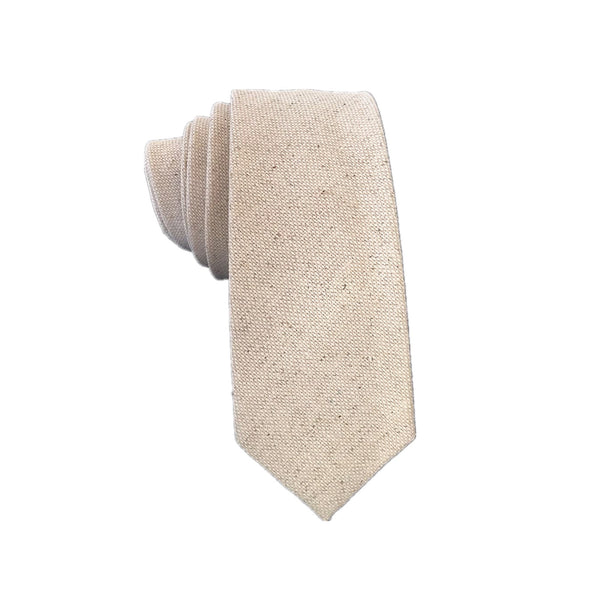 Creamy White Linen Skinny Tie