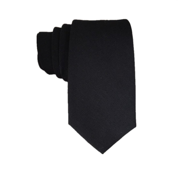 Black Cotton Skinny Tie