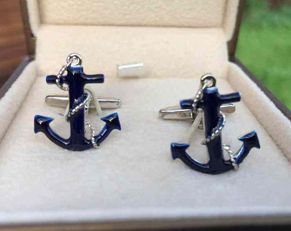 Sapphire Blue Anchor Cufflinks