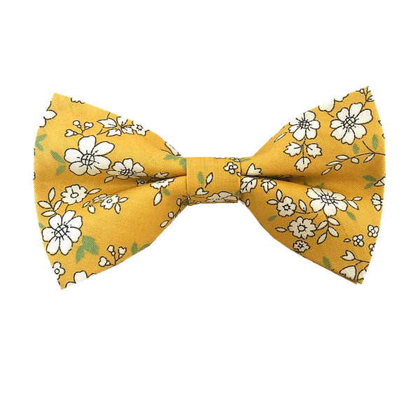 Yellow White Floral Pre-tied Bow Tie